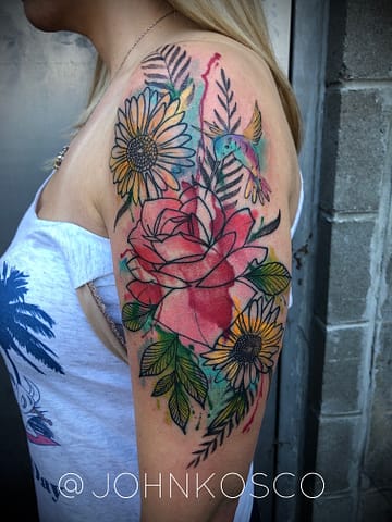Pure Ink Tattoo - NJ - John Kosco - Flower Watercolor Tattoo