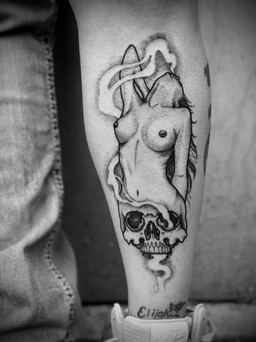 Pure Ink Tattoo - NJ - John Kosco - Skull Naked Girl Tattoo