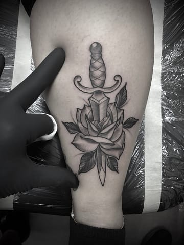 Pure Ink Tattoo - NJ - John Kosco - Rose Dagger Tattoo