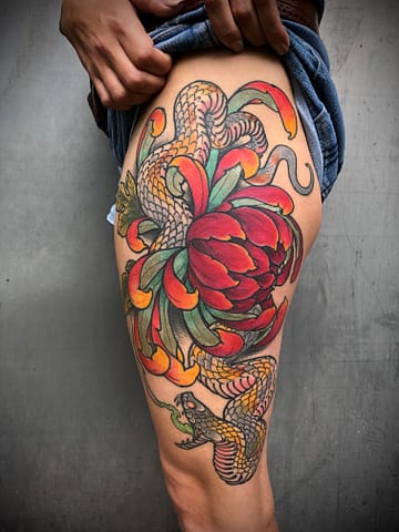 Pure Ink Tattoo - NJ - John Kosco - Flower Snake Tattoo
