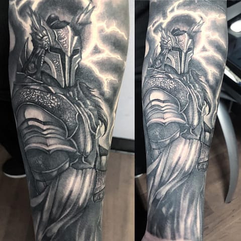 Pure Ink Tattoo - NJ - Ian Shafer - Black Grey Gladiator Warrior Tattoo