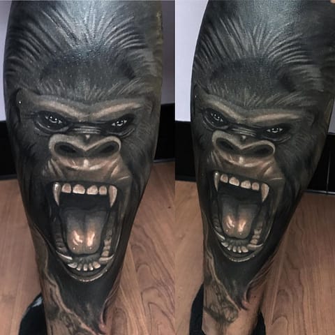Pure Ink Tattoo - NJ - Ian Shafer - Black Grey Gorilla Tattoo
