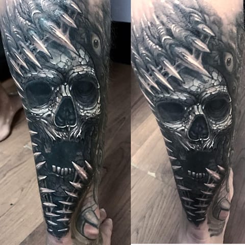 Pure Ink Tattoo - NJ - Ian Shafer - Black Grey Skull Tattoo