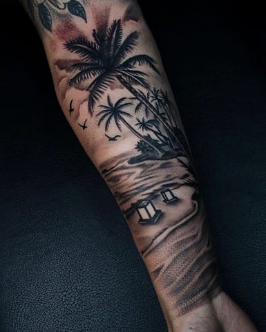 Pure Ink Tattoo - NJ - Tito Rodriguez - Palm Trees Tattoo