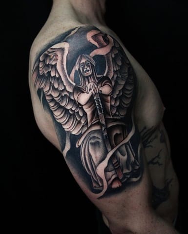 Pure Ink Tattoo - NJ - Tito Rodriguez - Angel Guardian Tattoo