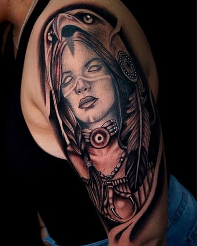 Pure Ink Tattoo - NJ - Tito Rodriguez - Eagle Indian Head Tattoo