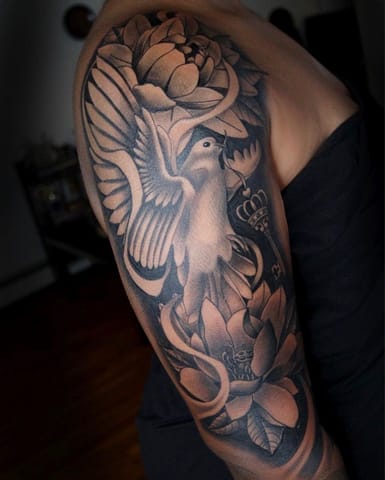 Pure Ink Tattoo - NJ - Tito Rodriguez - Dove Flowers Tattoo