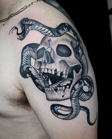 Pure Ink Tattoo - NJ - Tito Rodriguez - Skull Snake Tattoo