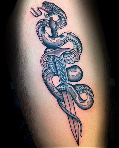 Pure Ink Tattoo - NJ - Tito Rodriguez - Snake Dagger Tattoo